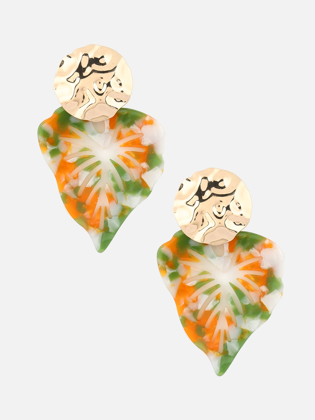 Beatnik pair of tie-dye heart-shaped drop earrings (Green)
