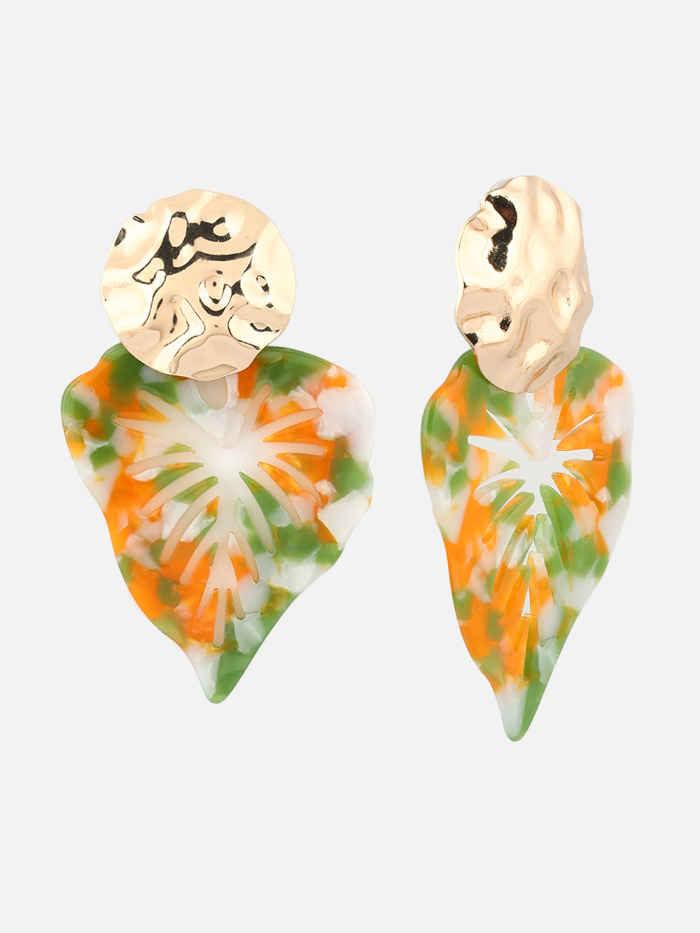 Beatnik pair of tie-dye heart-shaped drop earrings (Green)