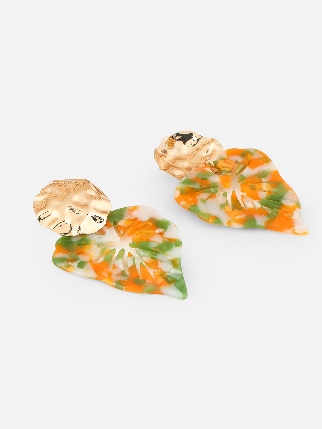 Beatnik pair of tie-dye heart-shaped drop earrings (Green)