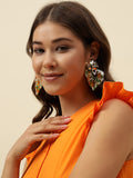 Pair of Tie-Dye Heart-Shaped Drop Green Earrings