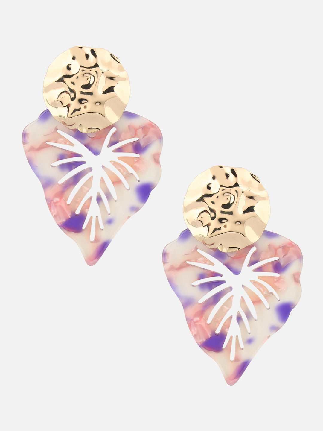 Pair of Tie-Dye Heart-Shaped Drop Purple Earrings
