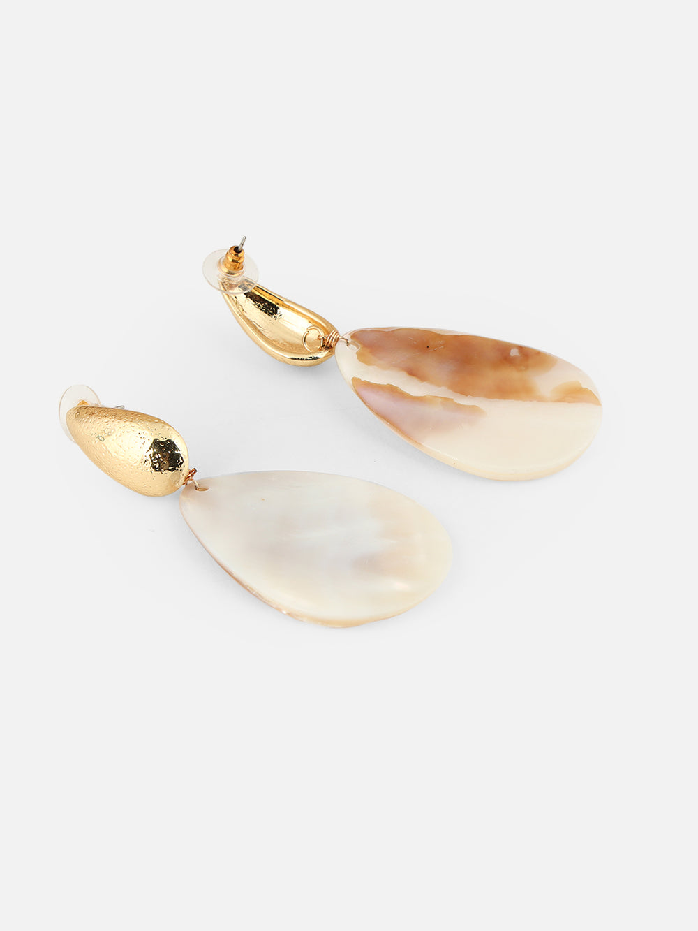 Beatnik Women's Off-White Fabric Floral Drop Earrings, Gold-Plated Western Style Fashion Jewelry