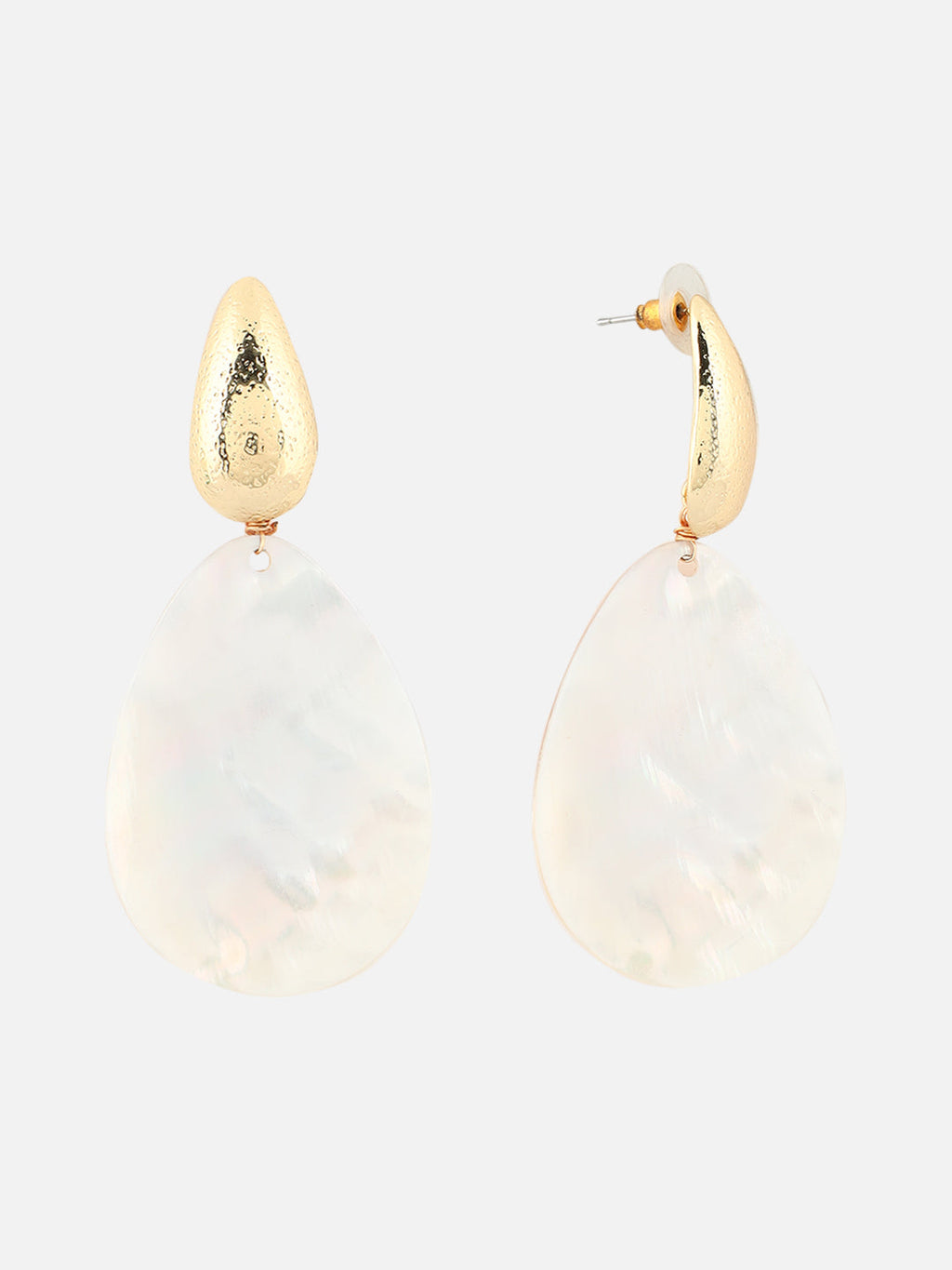 Beatnik Women's Off-White Fabric Floral Drop Earrings, Gold-Plated Western Style Fashion Jewelry