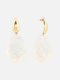 Beatnik Women's Off-White Fabric Floral Drop Earrings, Gold-Plated Western Style Fashion Jewelry