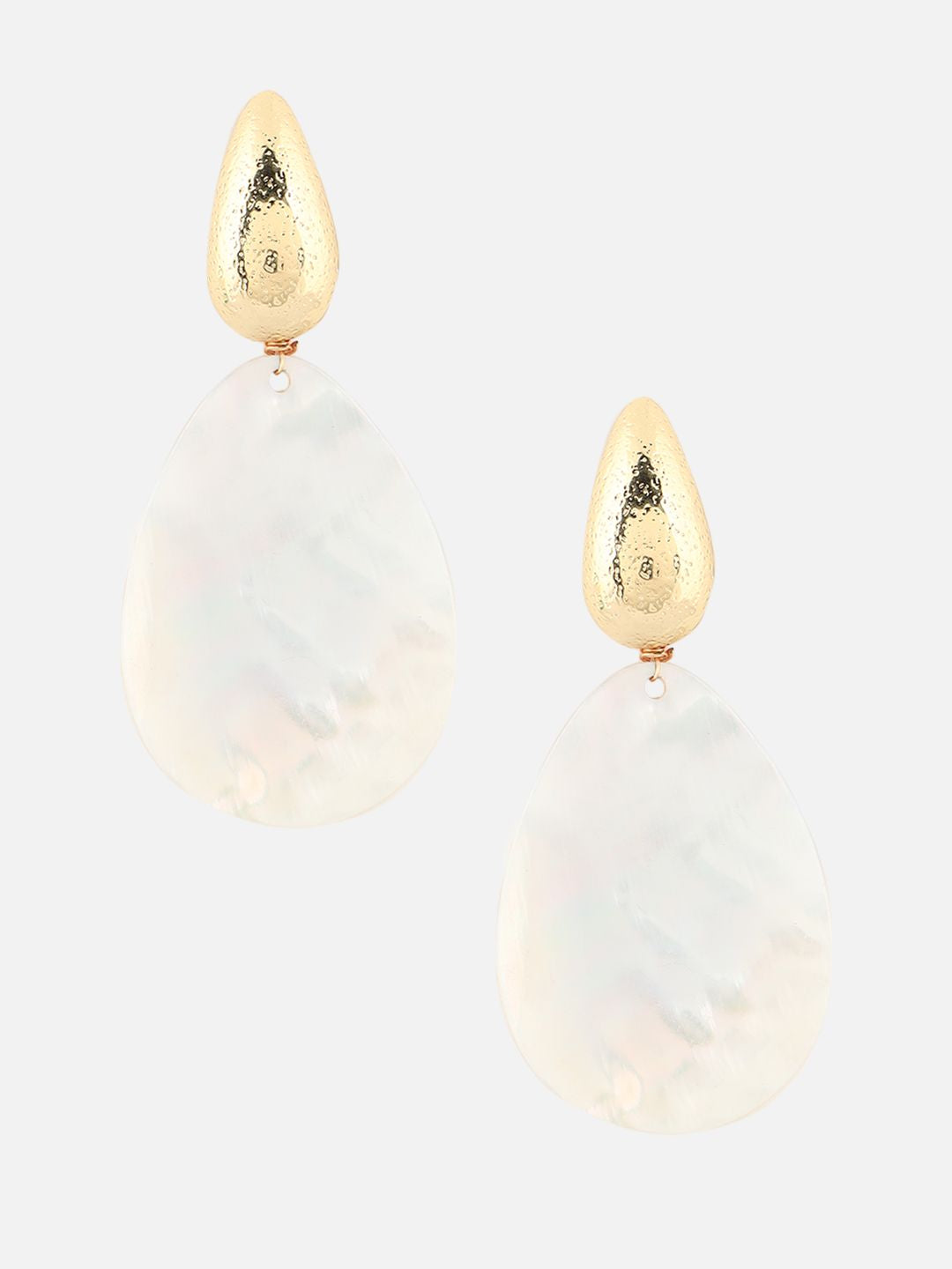 Beatnik Women's Off-White Fabric Floral Drop Earrings, Gold-Plated Western Style Fashion Jewelry