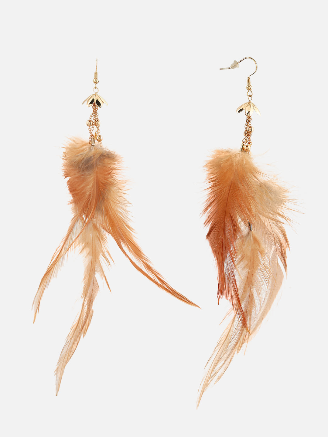 Brown Animal Shaped Feather Drop Earrings