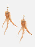 Brown Animal Shaped Feather Drop Earrings