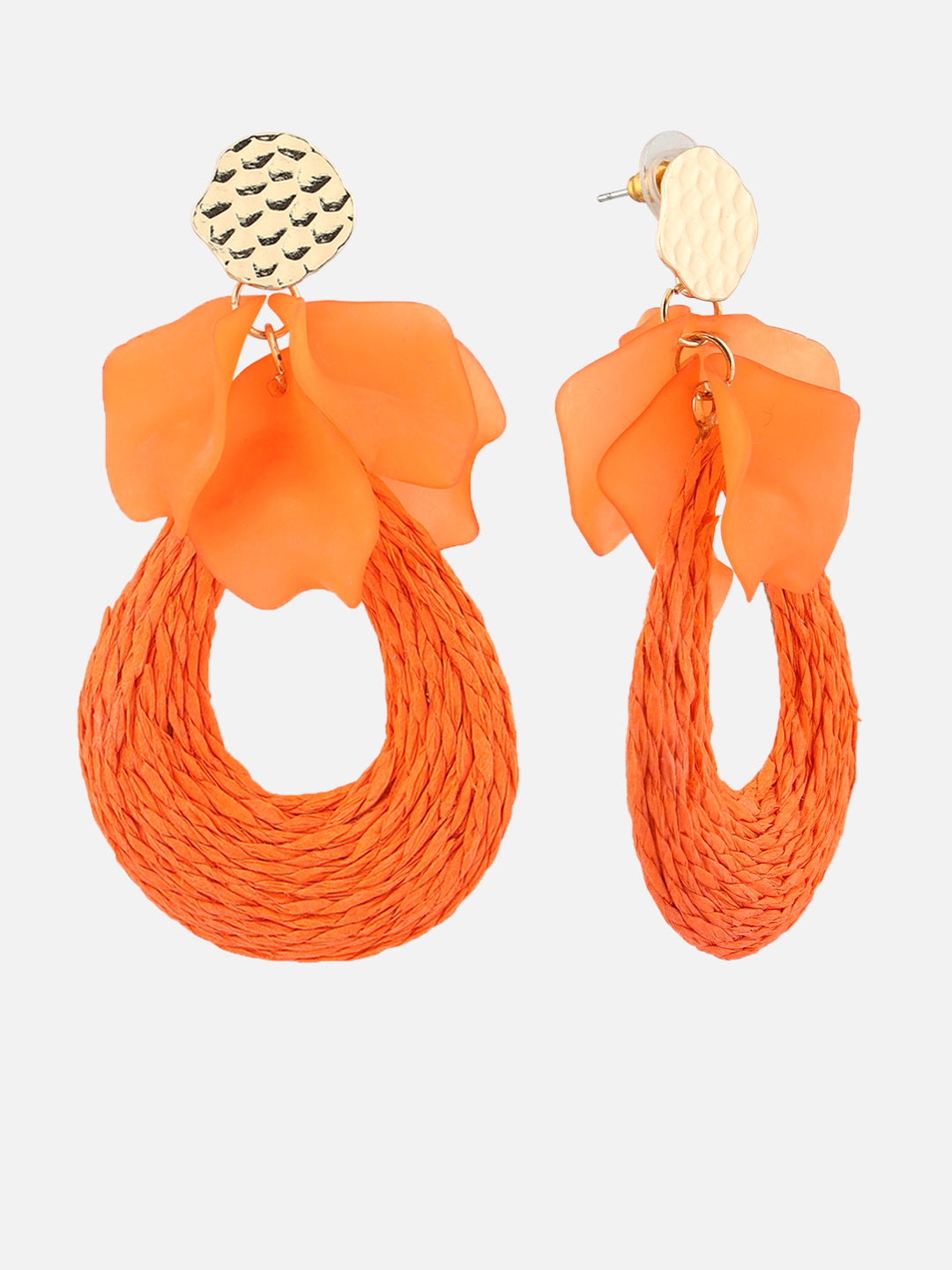 Drop Floral Western Gold-Plated Fashion Orange Earrings