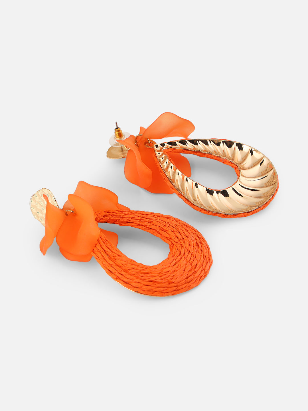 Drop Floral Western Gold-Plated Fashion Orange Earrings