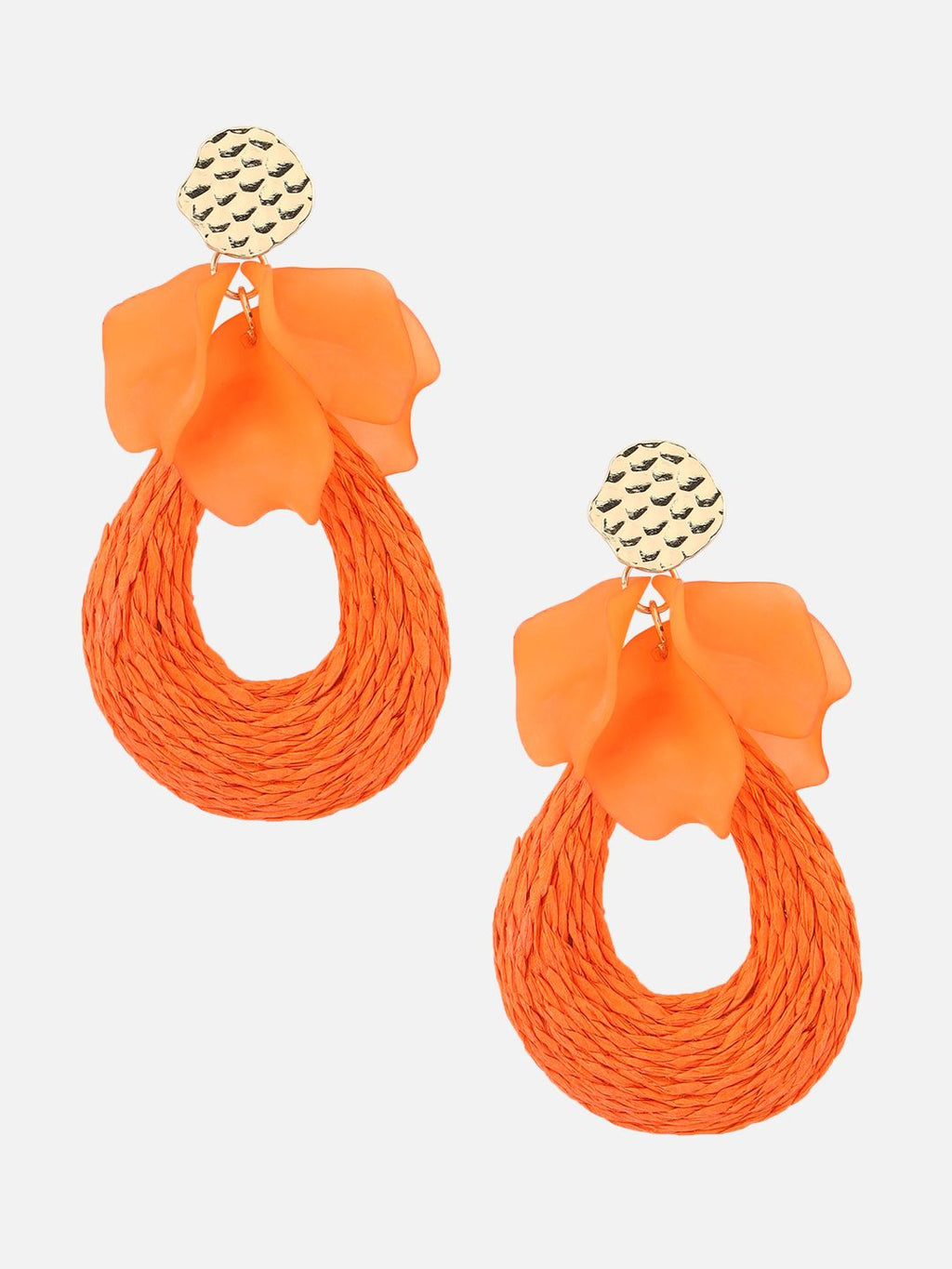 Drop Floral Western Gold-Plated Fashion Orange Earrings