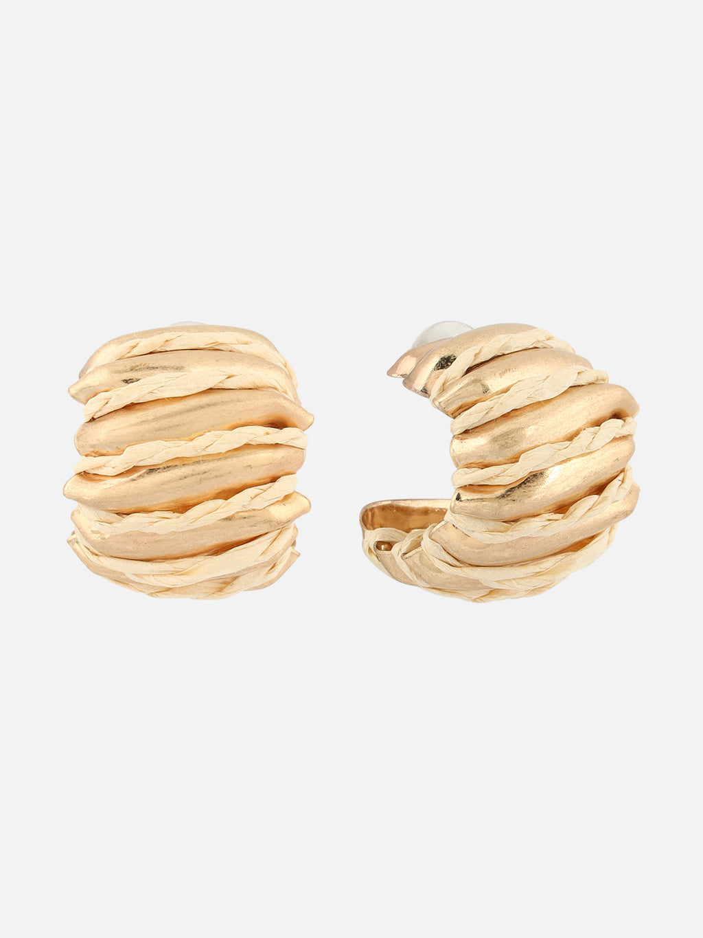 Gold-Plated Contemporary Half Hoop Blue Earrings