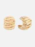 Gold-Plated Contemporary Half Hoop Blue Earrings