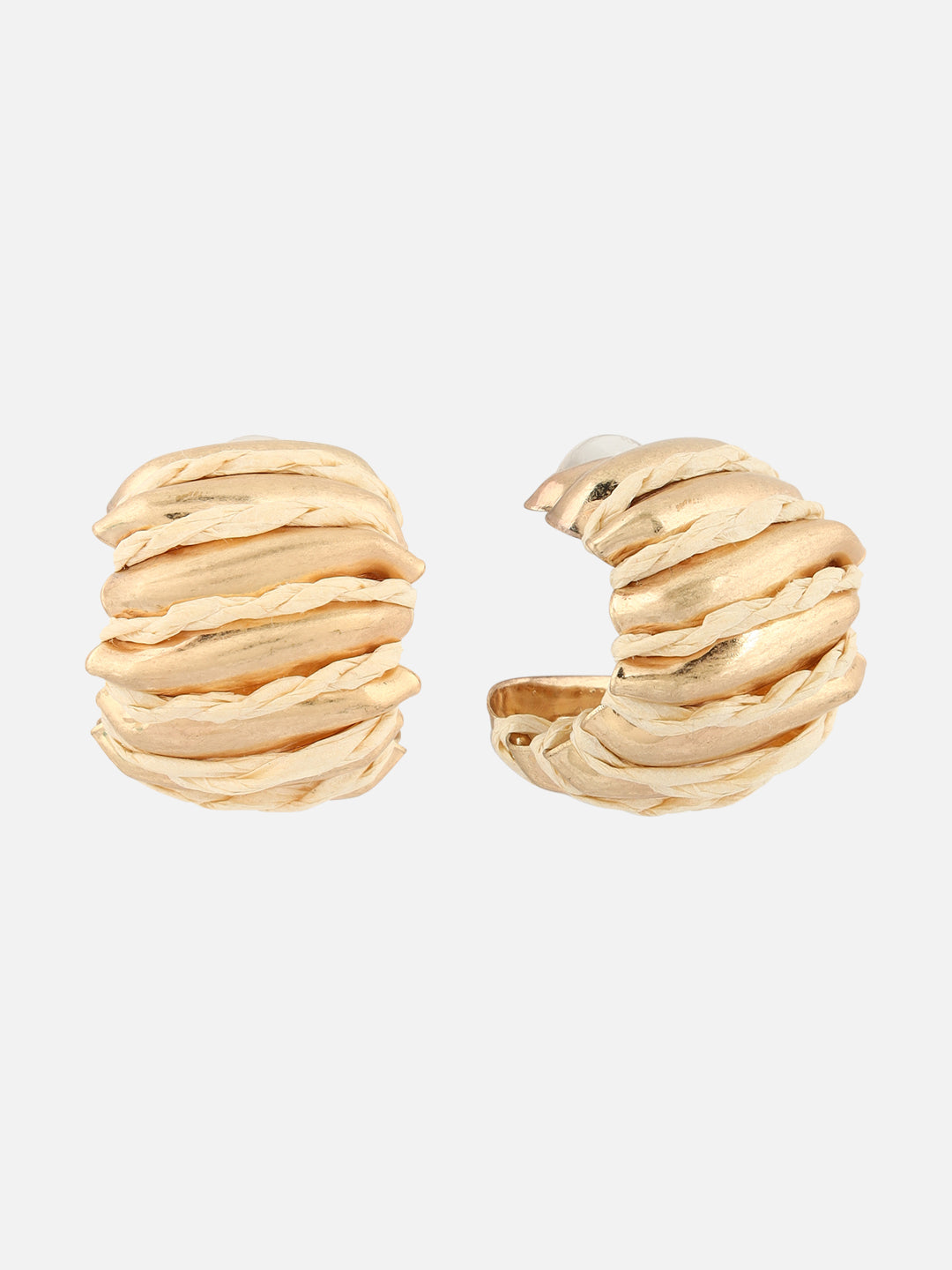 Gold-Plated Contemporary Half Hoop Blue Earrings
