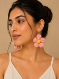 Floral Shaped Drop Pink Earrings