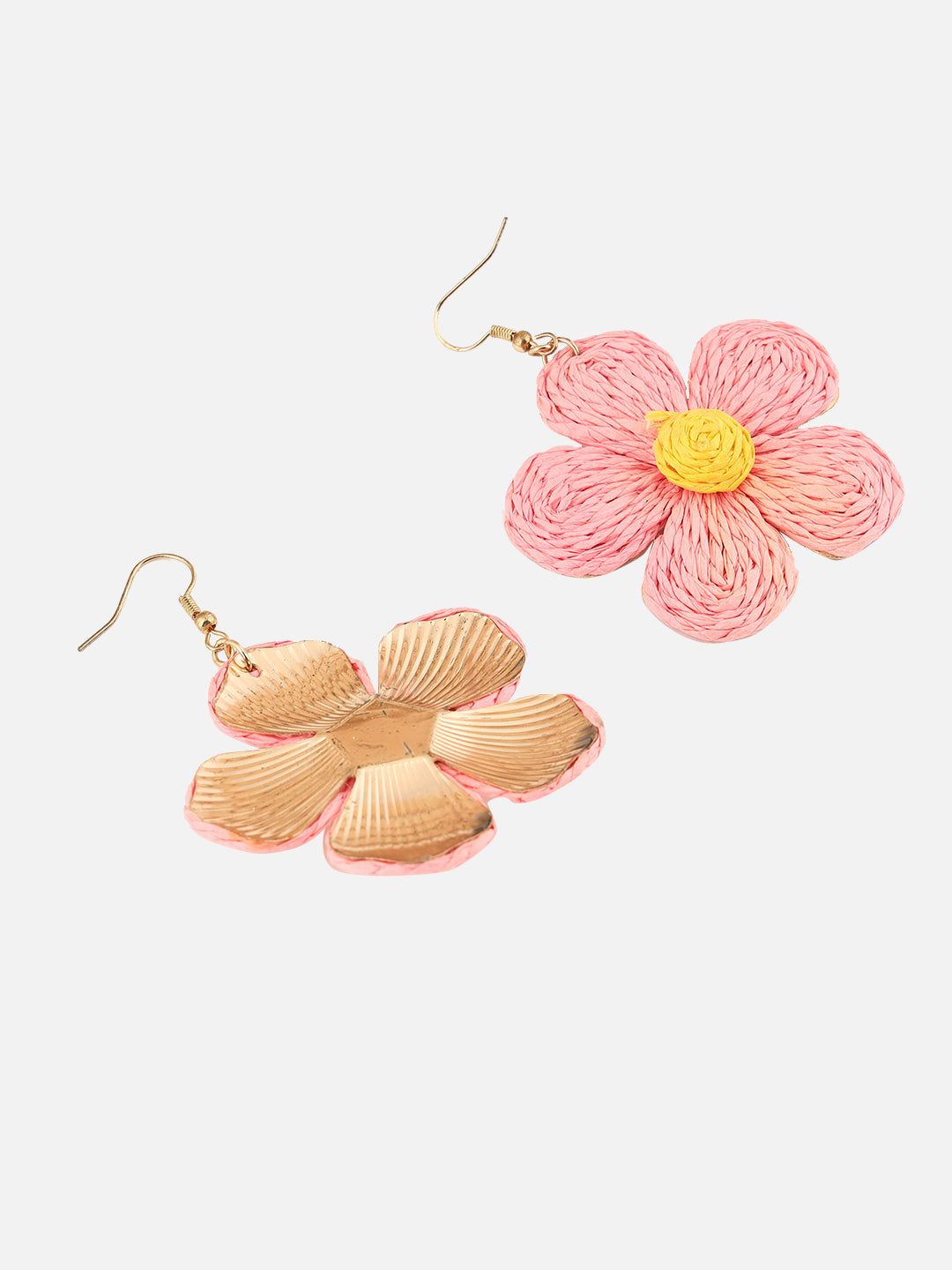 Floral Shaped Drop Pink Earrings