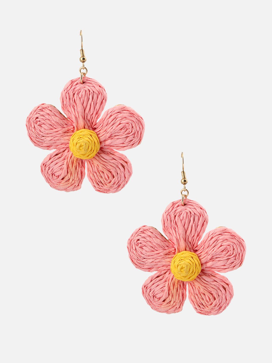 Floral Shaped Drop Pink Earrings
