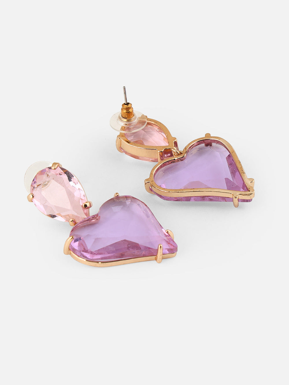 Beatnik Purple Heart Shaped Drop Earrings