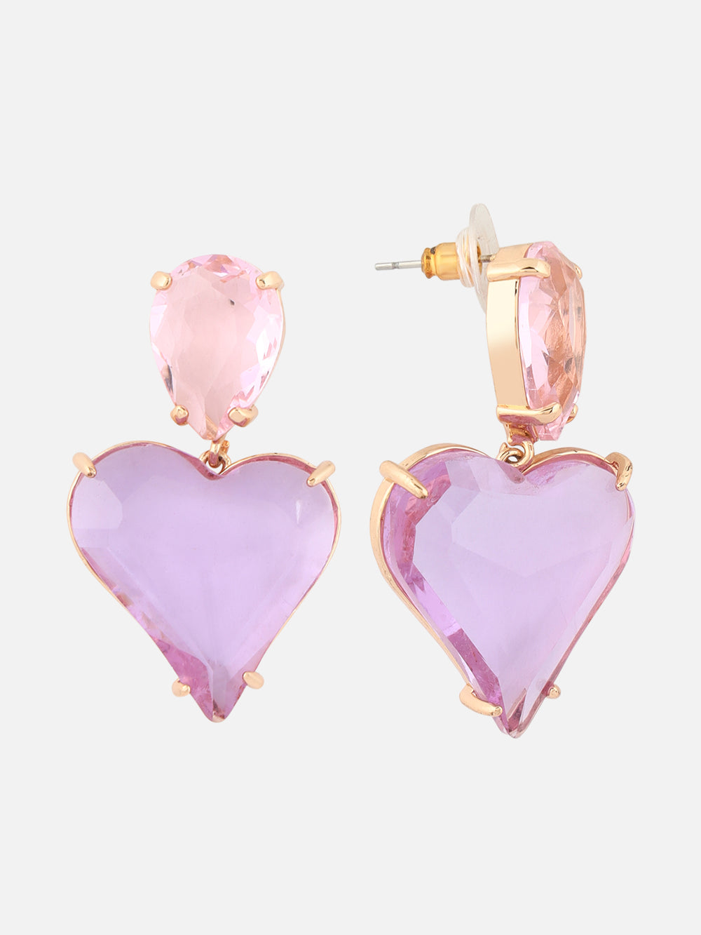 Beatnik Purple Heart Shaped Drop Earrings