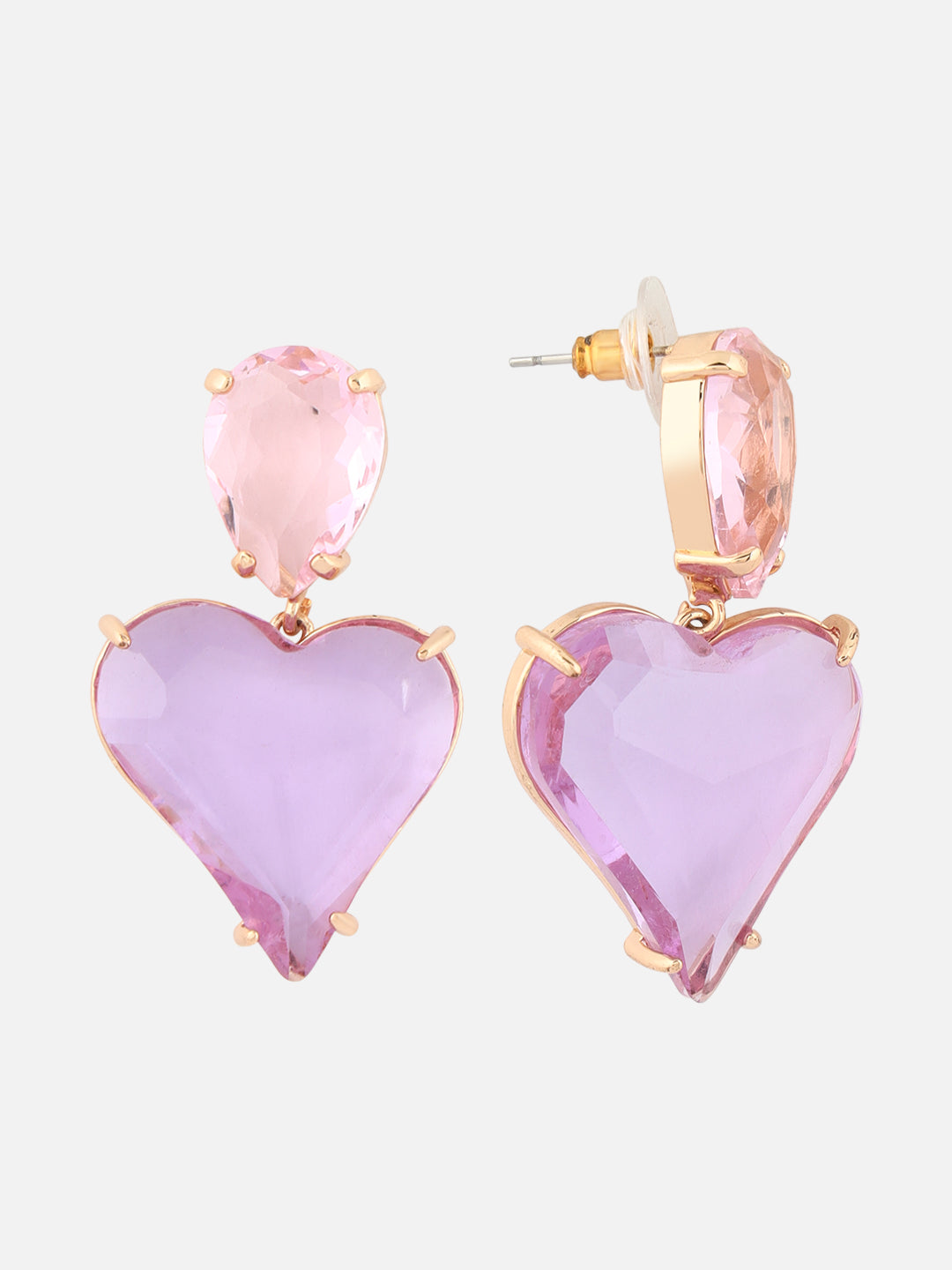 Beatnik Purple Heart Shaped Drop Earrings