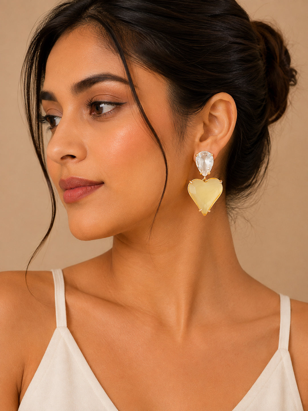 Beatnik Yellow Heart Shaped Drop Earrings