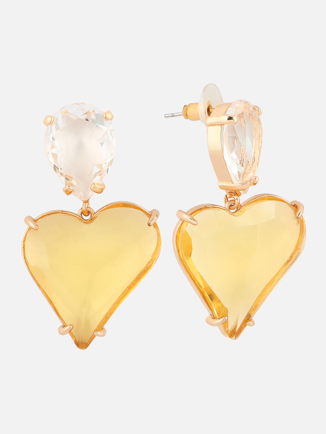 Beatnik Yellow Heart Shaped Drop Earrings