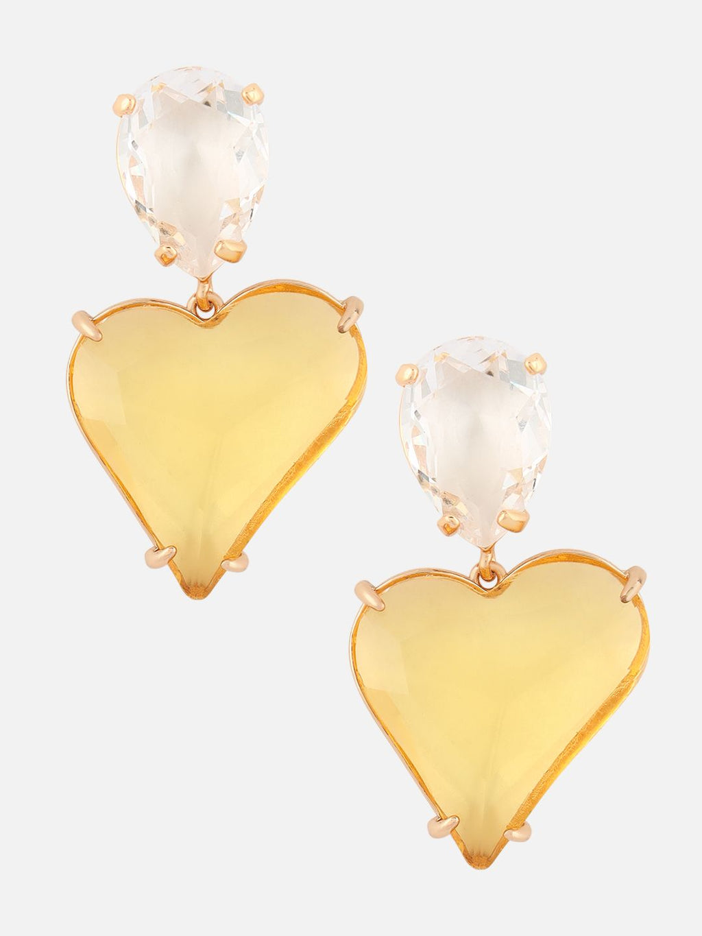 Beatnik Yellow Heart Shaped Drop Earrings