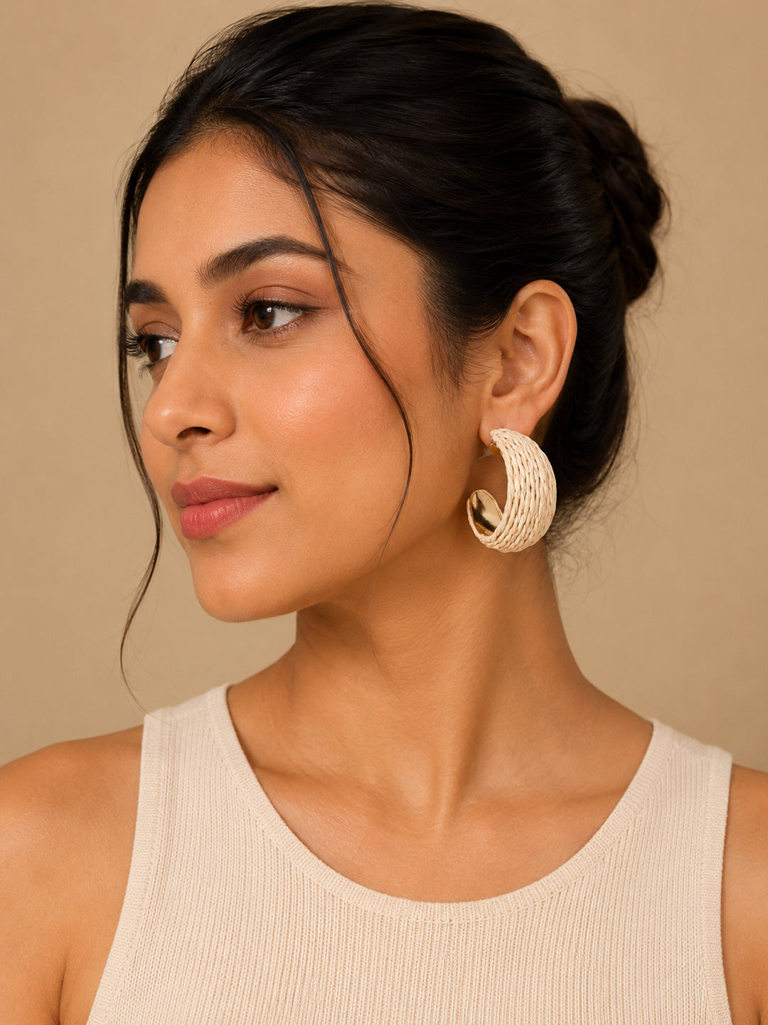 Beatnik Off White Half HoopEarrings
