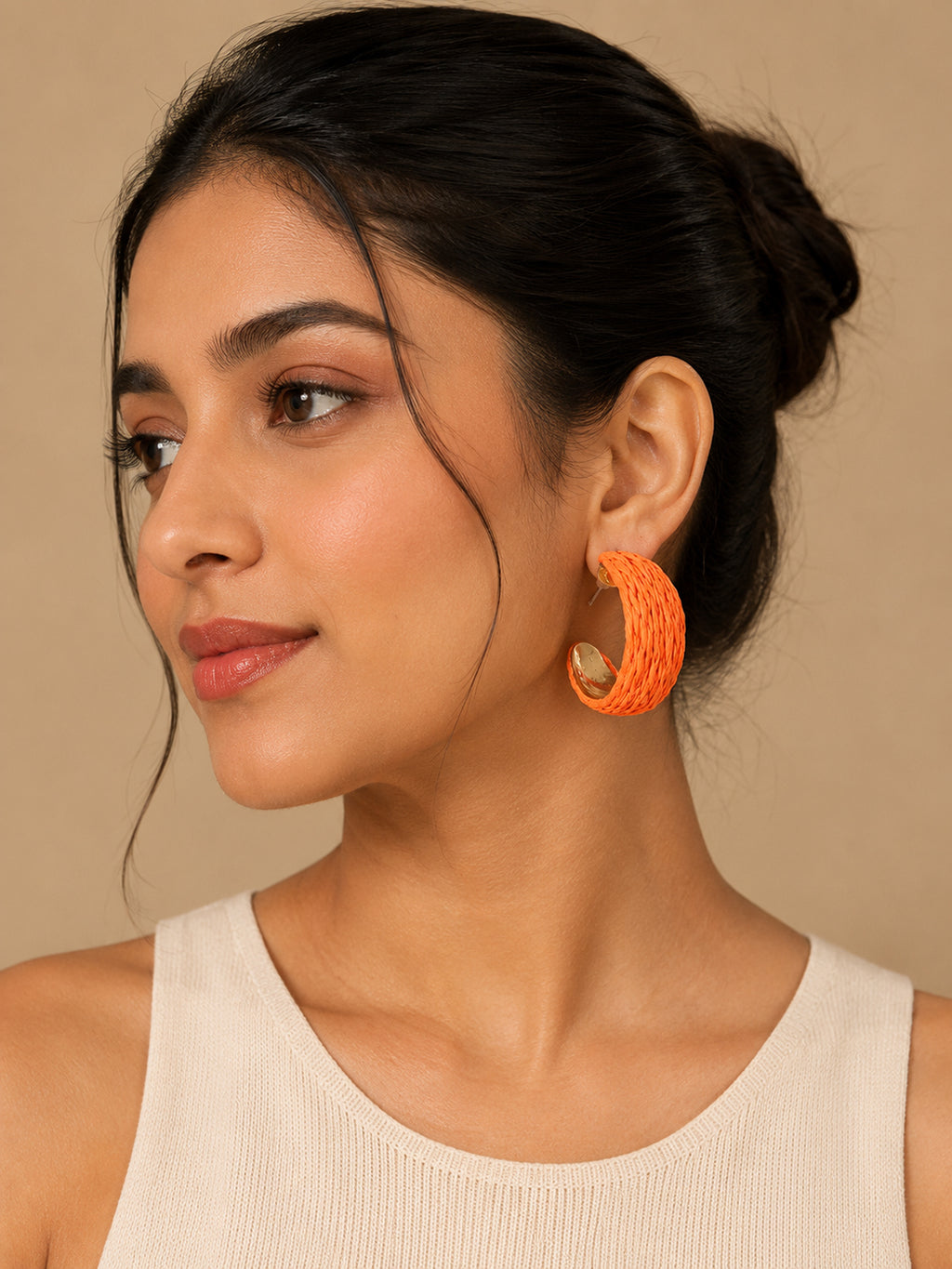 Beatnik Orange Half HoopEarrings