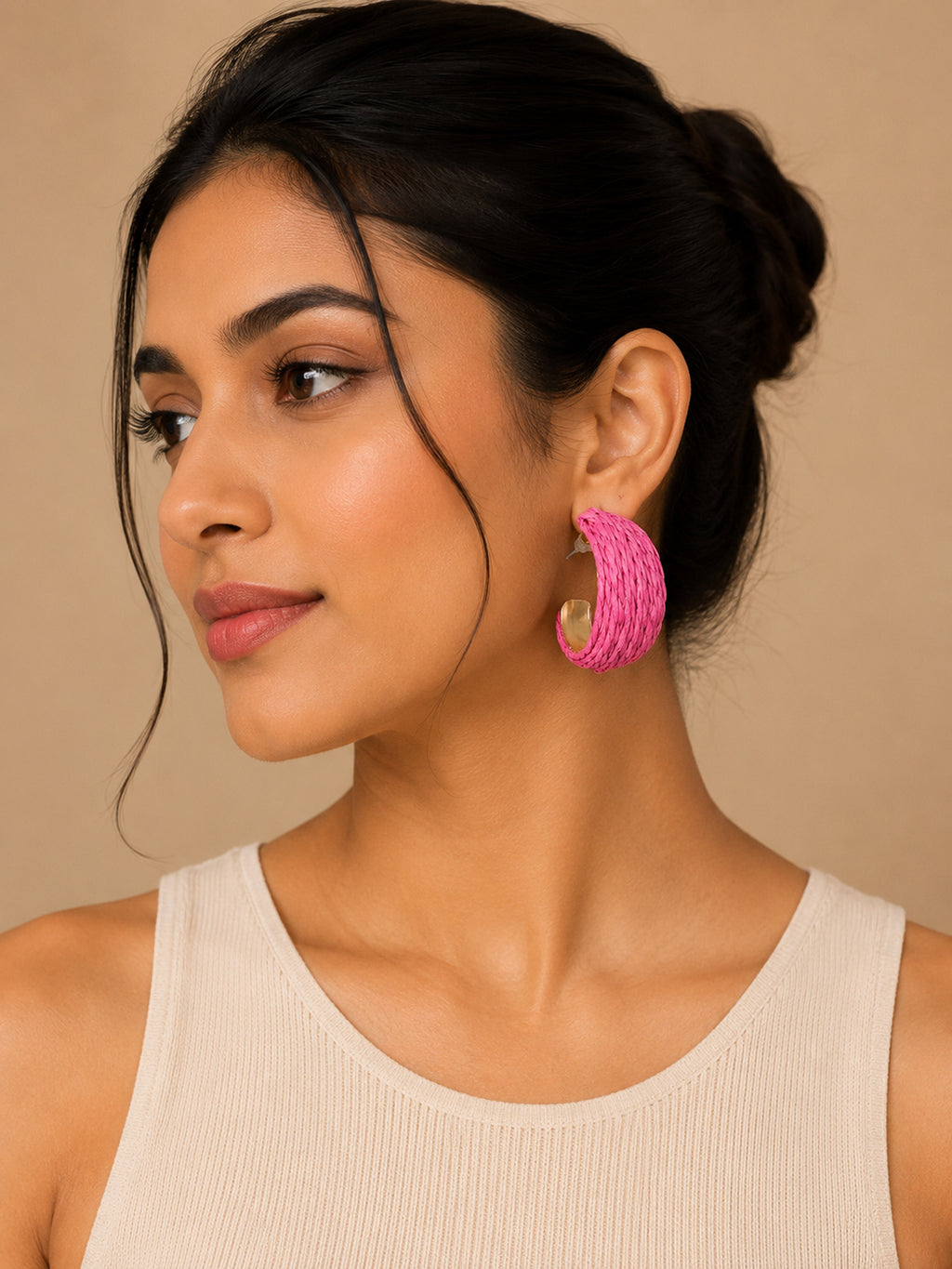 Beatnik Fuchsia Half HoopEarrings
