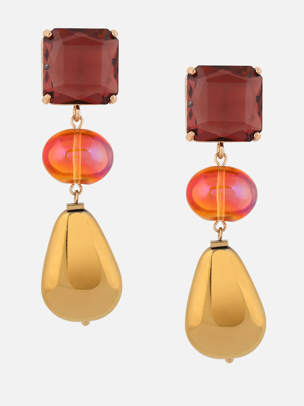 Gold Teardrop Drop Geometric shape Earrings