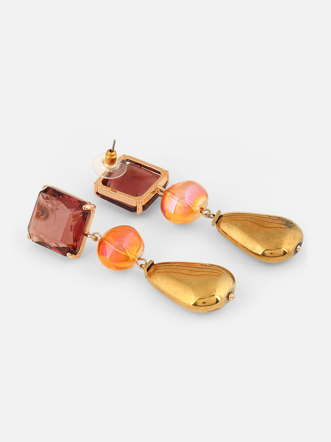 Gold Teardrop Drop Geometric shape Earrings