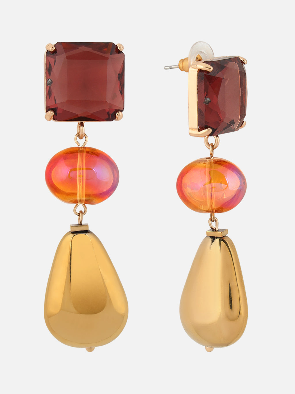Gold Teardrop Drop Geometric shape Earrings