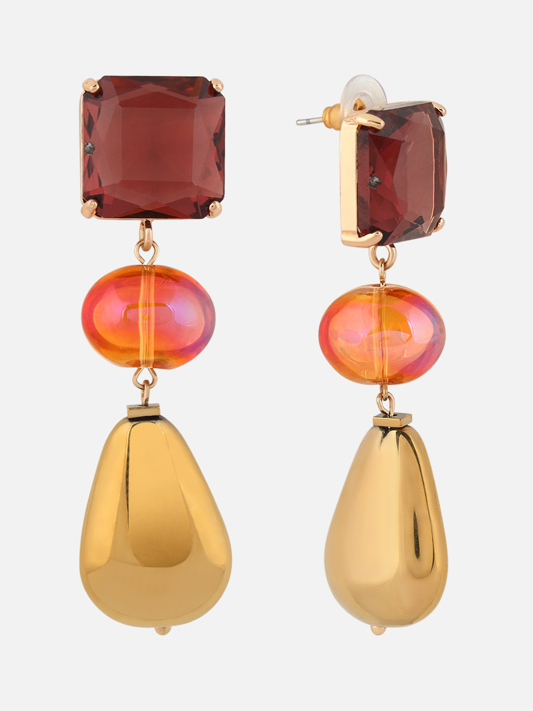 Beatnik Gold-Plated Teardrop Drop Earrings for Women | Western Style Artificial Beads Fashion Jewelry