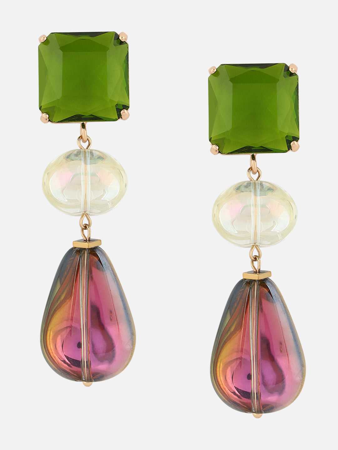 Purple Teardrop Drop Geometric shape Earrings
