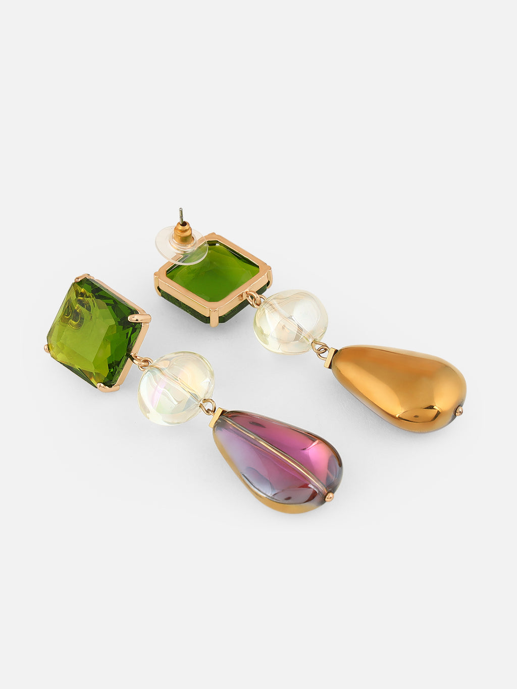 Purple Teardrop Drop Geometric shape Earrings