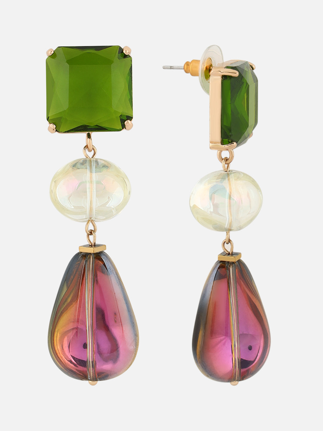 Beatnik Purple Teardrop Drop Earrings for Women | Gold-Plated Western Fashion Earrings with Artificial Beads