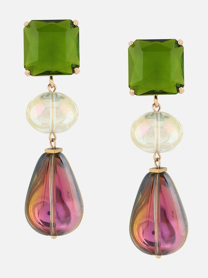 Beatnik Purple Teardrop Drop Earrings for Women | Gold-Plated Western Fashion Earrings with Artificial Beads