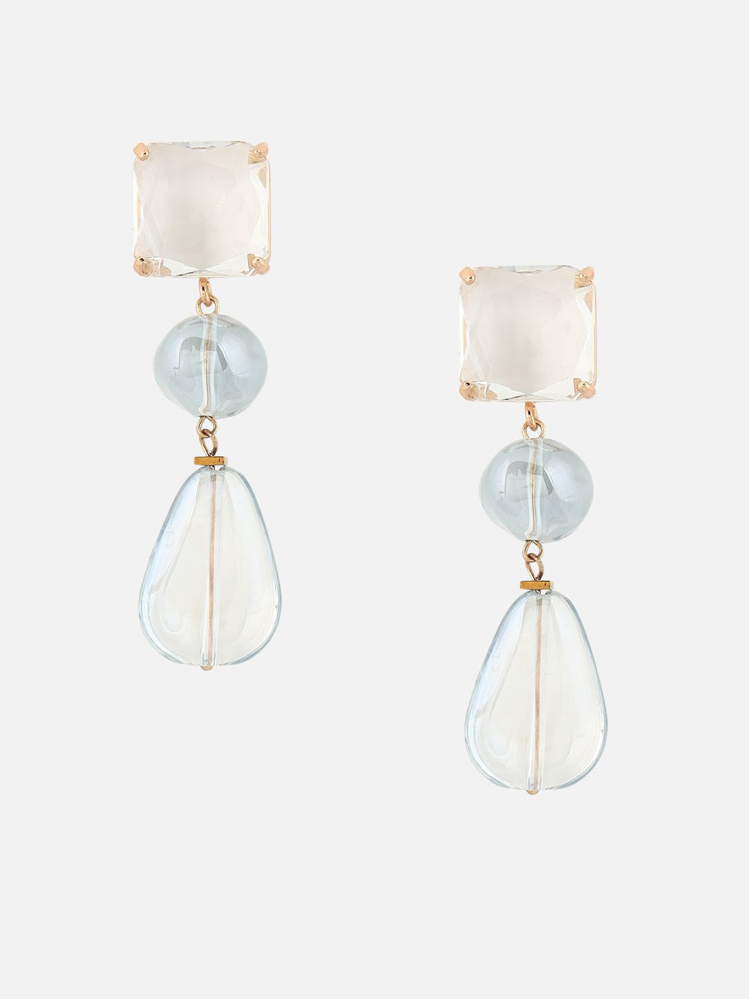 Beatnik Sky Blue Teardrop Shaped Drop Earrings | Gold-Plated Western Fashion Jewelry for Women with Beads
