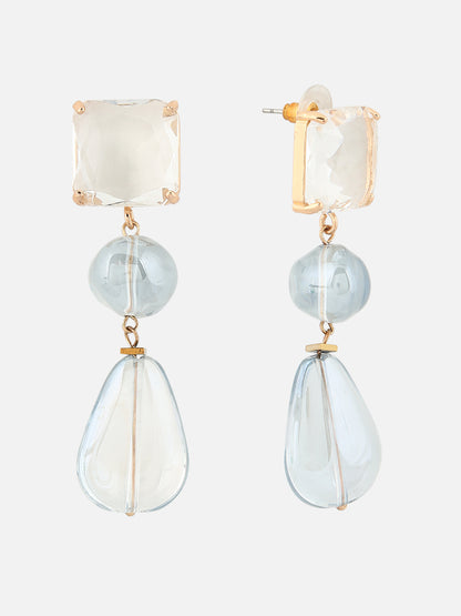 Beatnik Sky Blue Teardrop Shaped Drop Earrings | Gold-Plated Western Fashion Jewelry for Women with Beads
