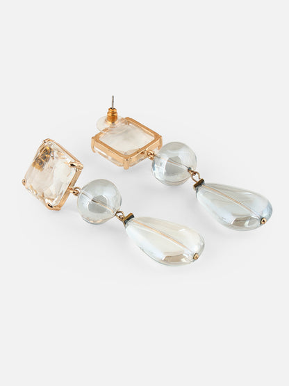 Beatnik Sky Blue Teardrop Shaped Drop Earrings | Gold-Plated Western Fashion Jewelry for Women with Beads