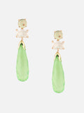 Stone Teardrop Shaped Drop Green Earrings