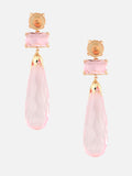 Stone Teardrop Shaped Drop Pink Earrings