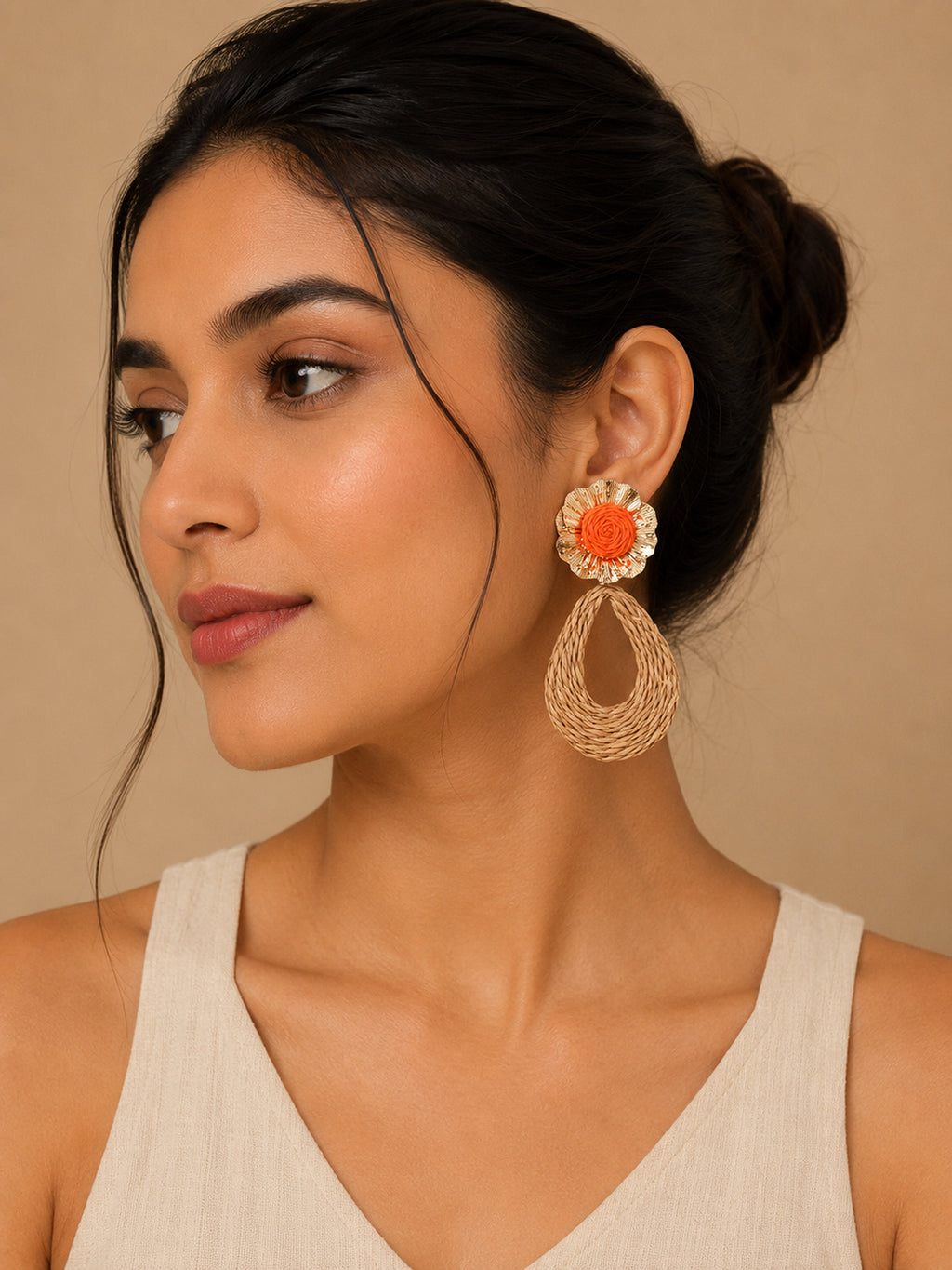 Drop Floral Western Golden Fashion Earrings