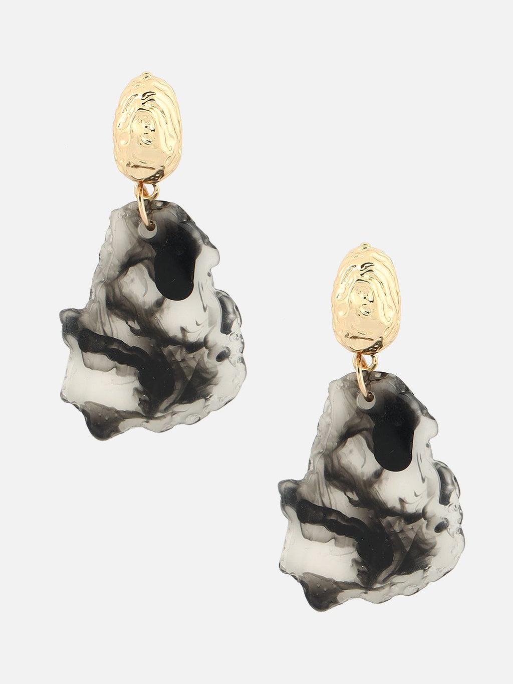 Gold-Plated Contemporary Black Drop Earrings