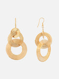 Gold Drop 3 Circles Golden Long Lightweight Earrings