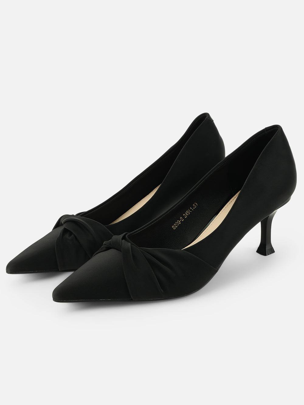 Beatnik Women's Black Pointed-Toe Heels with Twist Knot Detail – Elegant Formal Pumps