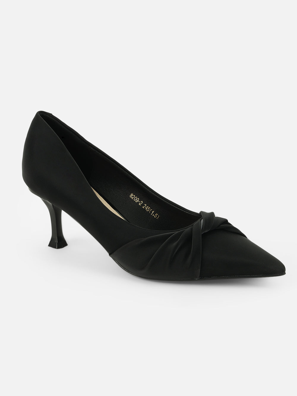 Beatnik Women's Black Pointed-Toe Heels with Twist Knot Detail – Elegant Formal Pumps