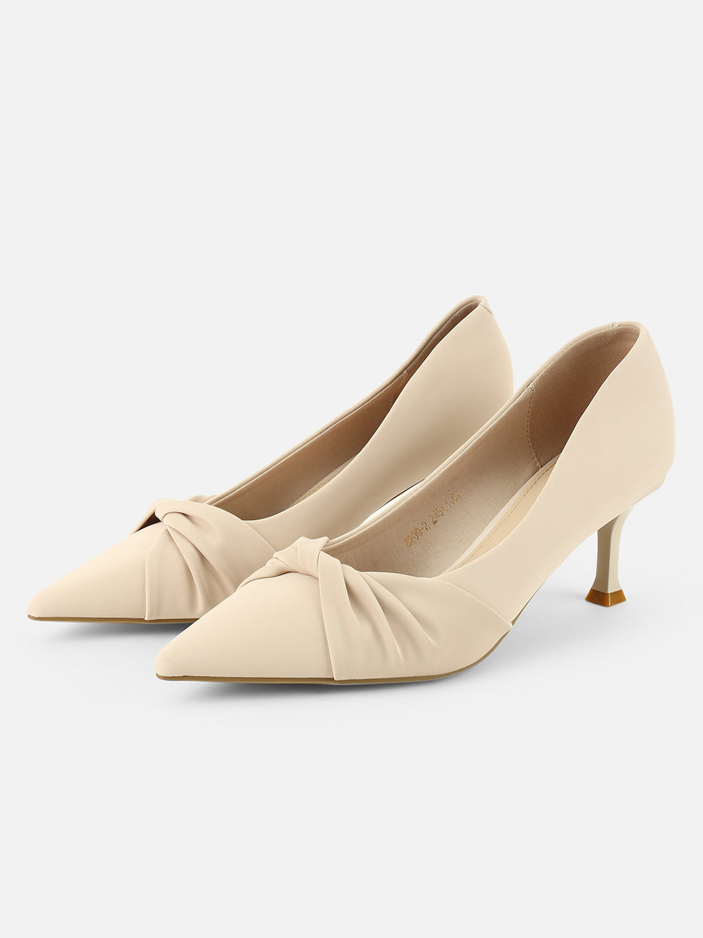 Beatnik Women's White Pointed-Toe Heels with Twist Knot Detail – Elegant Formal Pumps