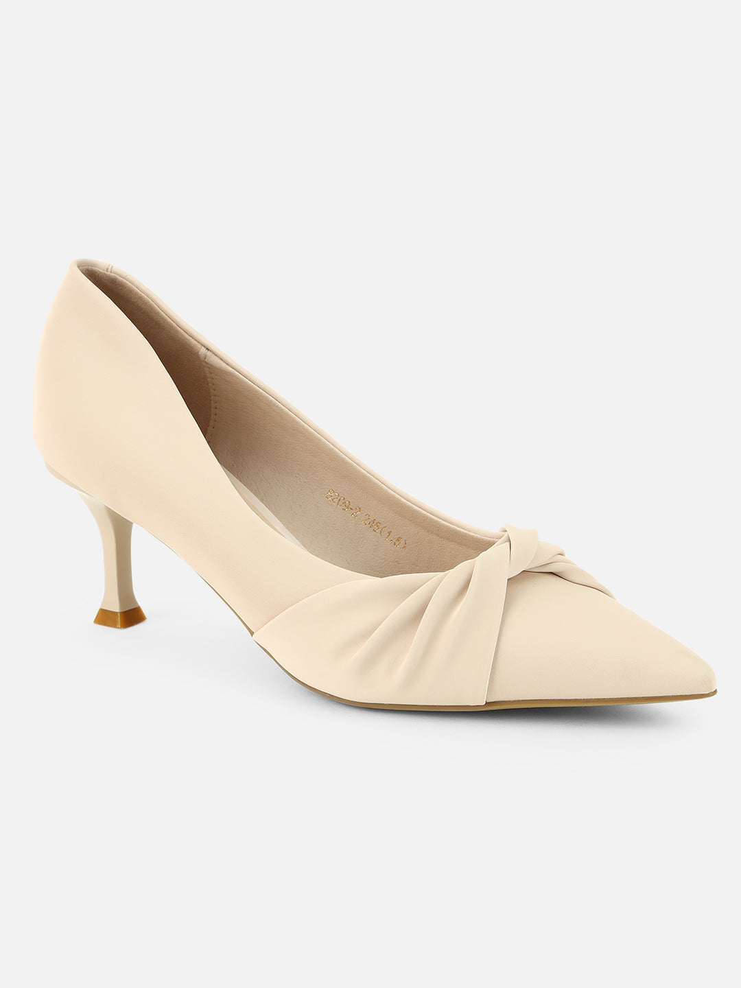 Beatnik Women's White Pointed-Toe Heels with Twist Knot Detail – Elegant Formal Pumps