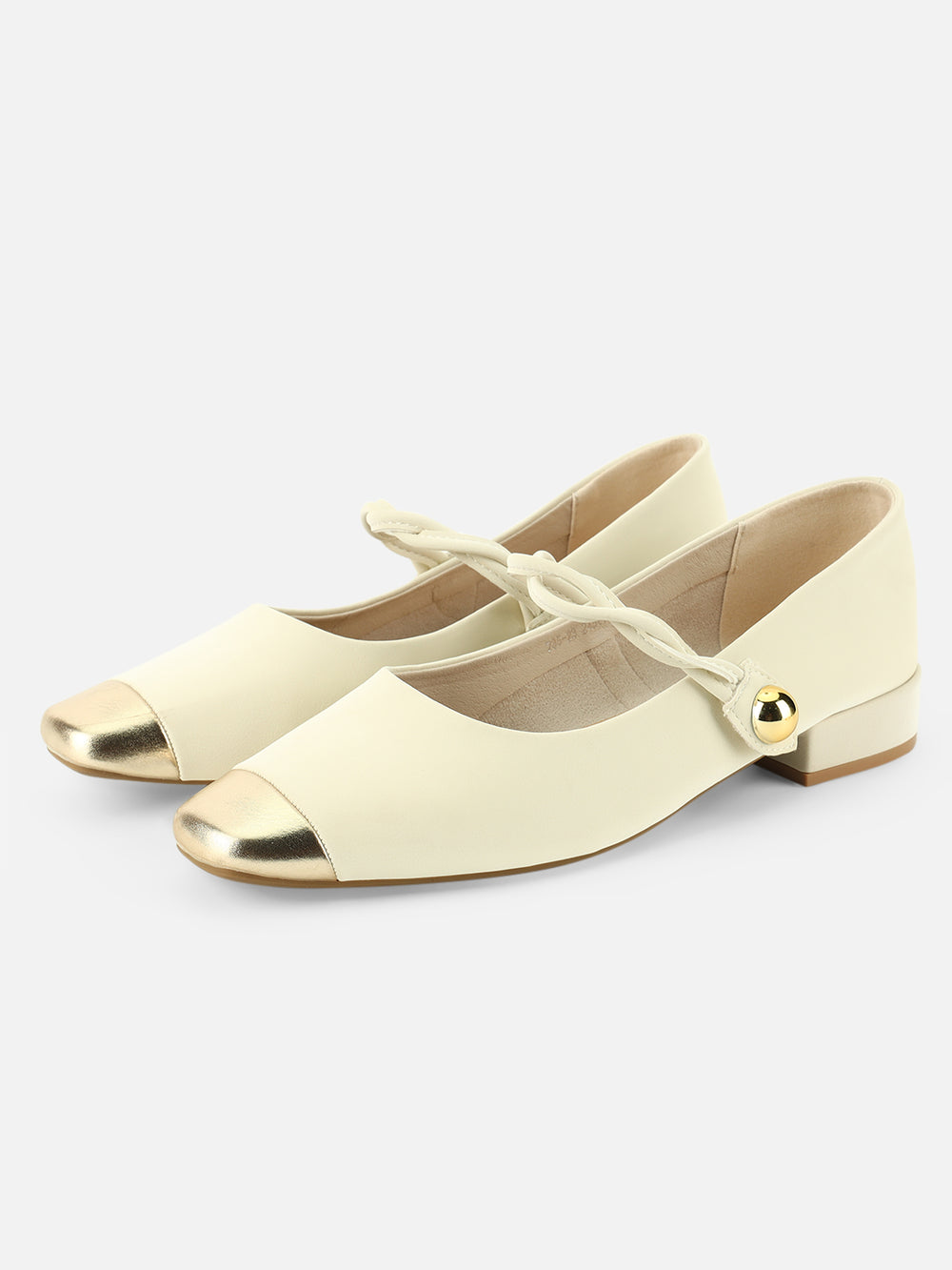 Beatnik White Western Style Casual Pumps for Women with Gold Toe & Bell Tie